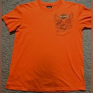 Vintage- Harley Davidson- orange- t-shirt- sz M